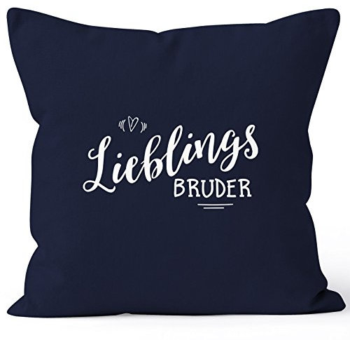 MoonWorks Kissenbezug Lieblingsbruder Geschenk Bruder Familie Geschwister Lieblingsmensch Kissen-Hülle Deko-Kissen 40x40 Baumwolle Navy 40cm x 40cm