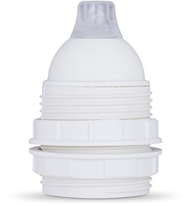 Gewindemantel Lampenfassung E27 aus Thermoplast, creme-weiß mit Zugentlastung - 3x Stück
