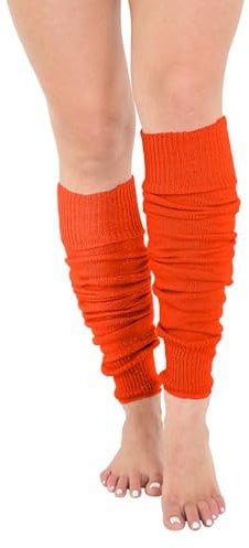Crazy Chick® Deluxe Luxurious Ladies 80's Plain Ribbed Leg Warmers Legwarmers 12 Color TU TU (Orange)
