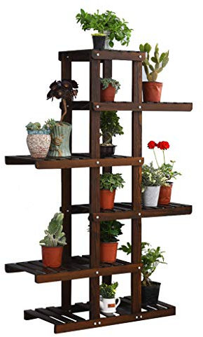 Blumentreppe Blumenregal Pflanzentreppe aus Holz Blumenständer für Innen Außen Garten Balkon Wohnzimmer Pflanzenregal Aussen Draußen Leiterregal Dekoratives Fenster