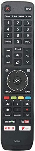 ALLIMITY EN3G39 Remote Control Replaced for Hisense UHD 4K TV H49N5500 H49N5500UK H43A6200 H43A6200UK H49N5500 H50N5300 H55A6200 H49N5700 H49N5700UK H65A6200 H65A6200UK H50A6200