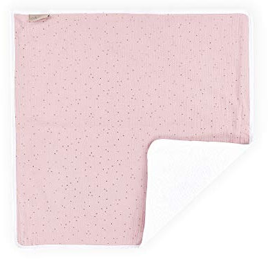 KraftKids Wickeltischunterlage Musselin goldene Punkte auf Rosa, Windelmatte aus 100% Baumwolle, wasserundurchlässige Reise-Wickelunterlage