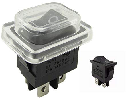Einbau Wippschalter 19 x 13 mm, mit Wasserdichte Abdeckung, (4 Pin) EIN-AUS 250V (1)