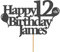 Personalised Happy Birthday Glitter Cake Topper with Balloons - Black Any Name Age Glitter Cake Decoration and Sprinkles - Happy Birthday Decorations - Personalised Toppers for Cakes by Cakeshop