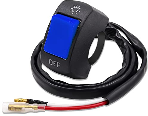 YnGia 7/8 pouces interrupteur de guidon de moto, interrupteur à bascule universel de guidon avec bouton poussoir marche/arrêt pour U5 U7 U2 LED phare Scooter électrombile (Blue)