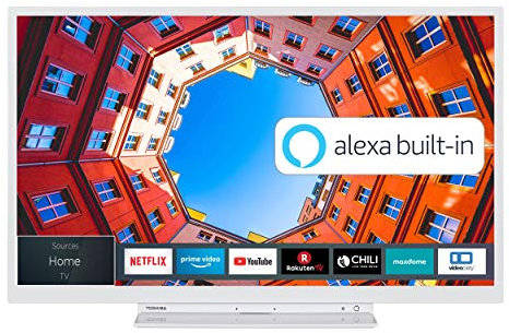 Toshiba 24WK3C64DA 24 Zoll Fernseher (HD ready, Smart TV, Prime Video / Netflix, Alexa Built-In, Bluetooth, WLAN, Triple Tuner), weiß