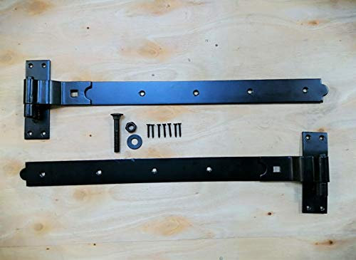 Lot de crochets et charnières pour porte de garage - 45,7 cm - 61 cm - Charnières de porte de grange - Boulon à manivelle - Noir