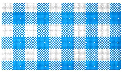 Badvorleger, rutschfest, kariert, 40,6 x 71,1 cm, Blau / Weiß