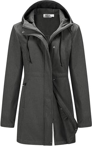 Outdoor Ventures Womens Waterproof Softshell Jacket Long Hooded Windbreaker