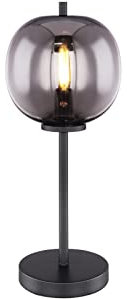 LED Tischlampe mit Rauchglaskugel Ø 18,5cm, Metall schwarz