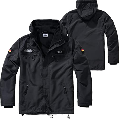 BWuM Tactical Windbreaker Zipper Fleece + Patch & Flaggen, Größe:XXS, Farbe:Schwarz