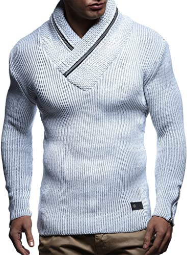 Leif Nelson Pull Hommes tricoté col châle Hiver Moderne LN4170