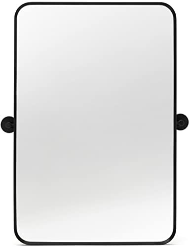 Minuover Badezimmerspiegel, schwenkbar, rechteckig, mit Metallrahmen, 50,8 x 76,2 cm, Schwarz