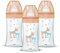 Dodie Lot de 3 Biberons Anti-Colique Sensation+ en verre, 270mL,0-6 Mois, tétine plate, Débit 2