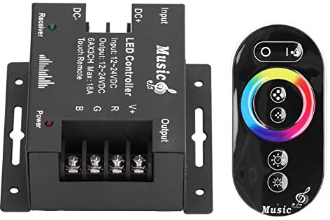 VGEBY Controller LED, Controller LED Music Touch Controller RGB Strip Light Controller per Bar per Uso Domestico DC12V-24V, Catene di Illuminazione