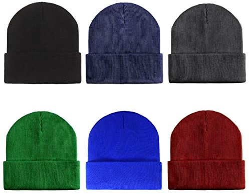 Geebuzz Beanie-Mütze für Kinder, Mädchen, Jungen, bunt, wärmer, dehnbar, Strickmütze, Uni, 1–10 Jahre, Totenkopf-Beanie-Mütze, Mützen für Winter und Herbst, 6 Stück