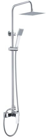 IMEX - Columna de ducha, Conjunto Monomando Ducha compuesto por barra de ducha, teleducha, rociador, flexo con altura regulable Cromo serie BALI - BDI017