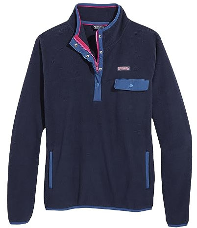 vineyard vines Women's Harbor Fleece 1/4 Zip Pullover Sweater, Nautical Navy, S