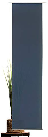 metablo Flächenvorhang Set Basic für Innenlaufschienen mit 6mm Laufkanal inklusive Paneelwagen und Beschwerer Dark-Blue 60x300 cm