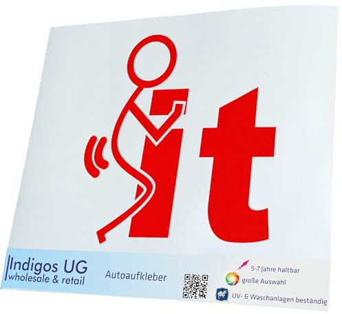 INDIGOS UG Auto Aufkleber Auto - 200x200 mm - f... It - rot - konturgeschnittener Autoaufkleber ohne Hintergrund - Selbstklebender Sticker für Auto, Fenster, Bus oder LKW - UV-beständig & wetterfest
