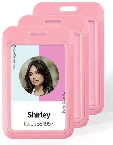 Uniclife Lot de 3 Porte Badges Coulissants en Plastique Rose avec Fenêtre Transparente pour Cartes d'identité de Bureau Cartes de Crédit Cartes de Proximité Permis de Conduire et Laissez Passer