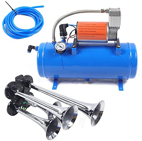 Hupen, 12V 4 Trumpet Air Horn Kit mit 150 psi Luft kompressor, Air Horn Kit Trompetenzug, Komplettsystem Trumpethorn FüR Huge Sound