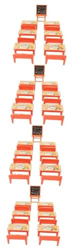 Lurrose 52 STK Gelber Tisch und Stühle schreibtischstuhl Kinder Spielzeug Möbel Staffelei Schreibtische und Stühle 3D einstellen Plastik