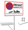 SINMAO Panneau XL de parking privé, avec poteaux en métal, 25 x 35 cm, en aluminium, réfléchissant, pour interdiction de stationnement, avec accessoires de montage
