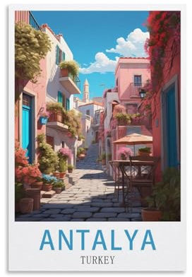LHJOIUN Antalya Türkei Vintage-Reiseposter, 30 x 45 cm, Kunstdruck auf Leinwand, für Wohnzimmer, Schlafzimmer, Heimdekoration, moderne Kunst