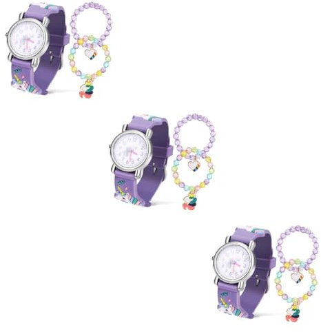 SAFIGLE 3sätze Kinderuhren Mit Süßem Einhorn- Verstellbare Armbanduhr Für Mädchen Und Stilvolle Armbänder Für Geburtstage Und Besondere Anlässe
