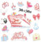 16 Pcs Just Married Cruise Door Decorations - Pink Cruise Mr Mrs Honeymoon Cruise Door Decorations, Just Married Magnetic Door Signs for Honeymoon Wedding Ship Cabin Door Fridge Car Party Decor