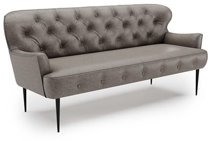 CAVADORE 3-Sitzer Küchensofa Amba, Trendige Sitzbank für Küche oder Esszimmer / 193 x 97 x 87 / Hochwertiges Mikrofaser: Graubraun