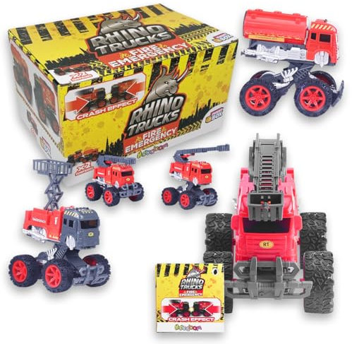 #sbabam Rhino Trucks Fire Emergency, Kinderwagen, Feuerwehrauto Spielzeug, Feuerwehrautos, Feuerwehrautos, 2er-Pack, Zeitungskiosk-Spiele, Geschenkideen zum Geburtstag, ab 3 Jahre