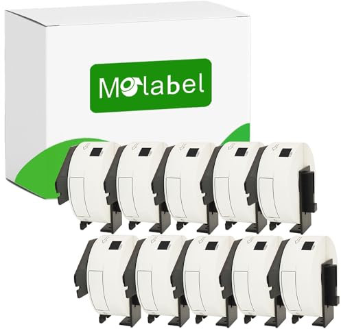 Molabel – 10 Rollen DK-11201 Adressetiketten kompatibel mit Brother, 29mm x 90mm, 4000 Etiketten für Brother QL-Etikettendrucker