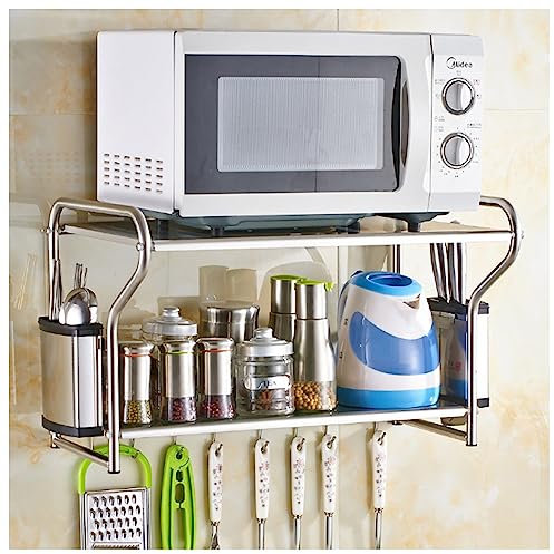 KISYHOLG Support Mural pour casseroles et poêles à Micro-Ondes, Organisateur de Rangement d'ustensiles de Cuisine, étagère Murale pour Four à Micro-Ondes avec Kit de Fixation