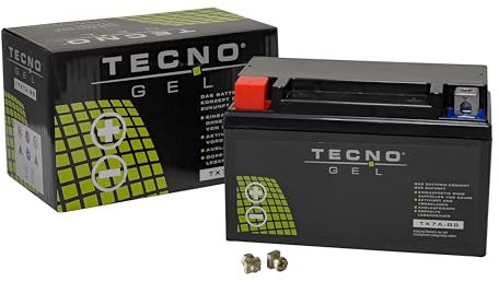 TECNO-GEL Motorrad-Batterie für YTX7A-BS für Suzuki UE 125, SYM Allo, Combiz, CroxFiddle, Jet14,Jet4, JetX, Mio 50, Megalo, Mask, NH, Orbit 12V Gel-Batterie 6 Ah (DIN 50615), 151x87x94 mm Pol + -