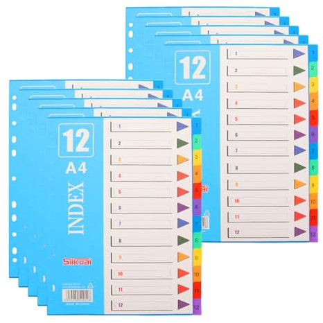 LOPYXBR 10er Set Trennblätter für Ordner A4 12 Teiliges Register für Ordner A4 Ordner Trennblätter A4 Ordner Register aus PP für Ordner Organisation