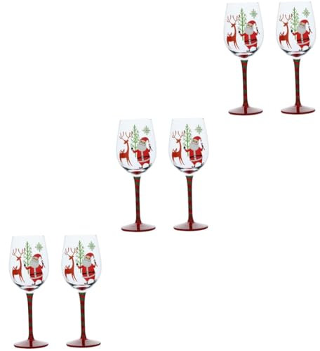 Alipis 6 Stk Weihnachtskelche Longdrinkbecher Aus Glas Weingläser Weihnachtsfeier Cocktailgläser Trinkbecher Becher Mit Stiel Santa Becher Whisky-gläser Elche Und Weihnachtsmänner
