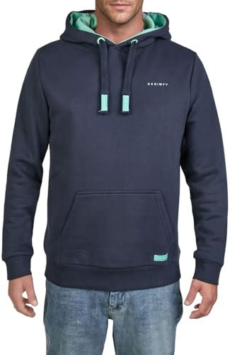 DENIMFY Hoodie Herren Regular Fit DFBenno Kapuzenpullover Pullover Schwarz XL, Größe:XL, Farben:Navy-Diving Turquoise