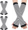 Gestreifte Armstulpen 2 Paar Armstulpen Schwarz Weiß Gestreift Fingerlose Handschuhe Lange Armwärmer Damen Dehnbar Handschuhe mit Daumenloch Über Langer Warm Winterhandschuhe Pulswärmer für Frauen
