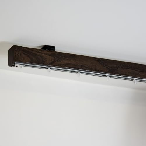 TENDAGGIMANIA Gardinenstange Deckenmontage/Wand Modern aus Holz Made in Italy-Größe 150 CM-FARBE ANPASSBAR- Gardinenstange Holz für den Innenbereich mit integrierter Schiene- ∅ 40 mm