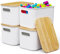 Shrivee 4er-Set Plastik Aufbewahrungsbox mit Bambus Deckel, 6.5L Stapelbar Leicht Staubdicht Tragbar Storage Box Organizer with Lid Boxen für Spielzeug Hüte Kosmetik und Make-up