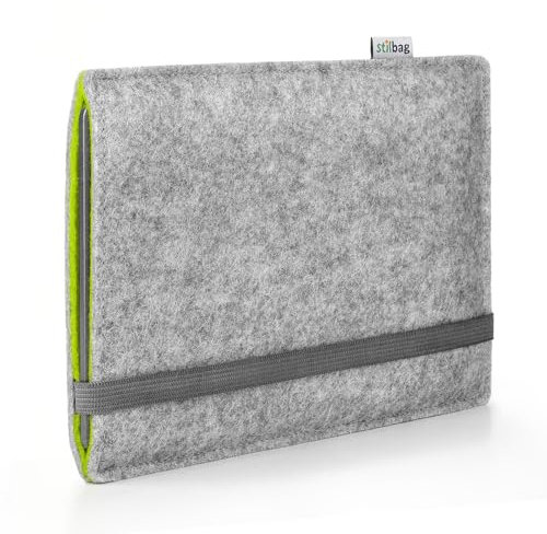 Stilbag eBook Reader Finn für Amazon Kindle Paperwhite 12 (2024) | Farbe: hellgrau/apfelgrün | eBook Reader-Tasche aus Filz | eReader Schutzhülle | ebook Reader Tasche Made in Germany