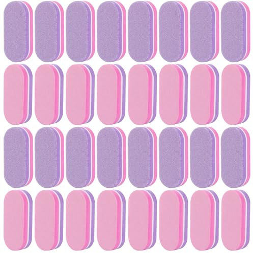 Ehuixinsheng 50Pcs Mini Sponge Nail Buffer Blocks,Buffers for Acrylic Nail Files and Buffers 100/180 Grit Double Sided Nail Mini Nail Buffers Manicure Tools Smoothing and Polishing(Pink and Purple)