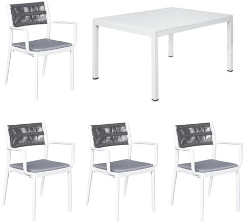 OUTLIV. Gartenmöbelset Set Elena M Kunststoff Rope 4 Sitzplätze inkl Kissen lichtgrau anthrazit Tisch 140x100 cm wetterfest