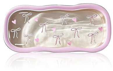 Calkkrer Custodia rigida per occhiali con fiocco, Design rosa e cuore, Custodia grande per occhiali da sole, Custodia portatile per occhiali da donna, Portaocchiali personalizzato