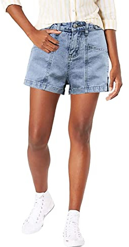 PODOLIXIA Jeans da donna Baggy Vintage Short Jeans da donna a gamba larga con cerniera laterale Hotpants Boyfriend Jeans Casual Trucker Pantaloncini estivi da donna Streetwear, Blu, L