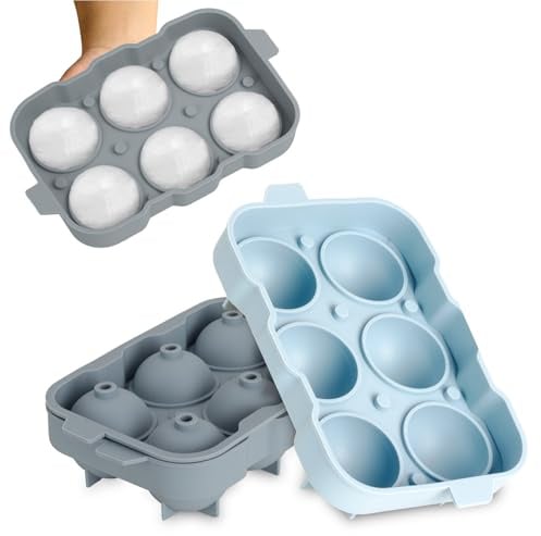 Blumtal Eiswürfelformen Silikon 3er Set - 6er Eiswürfelform mit Deckel - BPA-freie Silikon Eiskugelform -Silikonform Eiswürfel rund - Ice Ball Maker - Olivgrün + Olivgrün + Mineral Rot