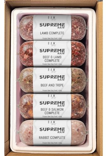 RAW DIRECT Supreme Raw Frozen BARF Dog Food - 454g Rolls - Variety Flavours – Box of 10, 20, 30 Rolls - Premium Natural Barf Diet - High-Protein, Grain-Free & Nutrient-Rich (10, NO CHICKEN MIX)