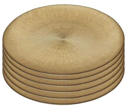 AltoBuy Lot de 6 Assiettes en Verre Doré Ø27cm - Falon